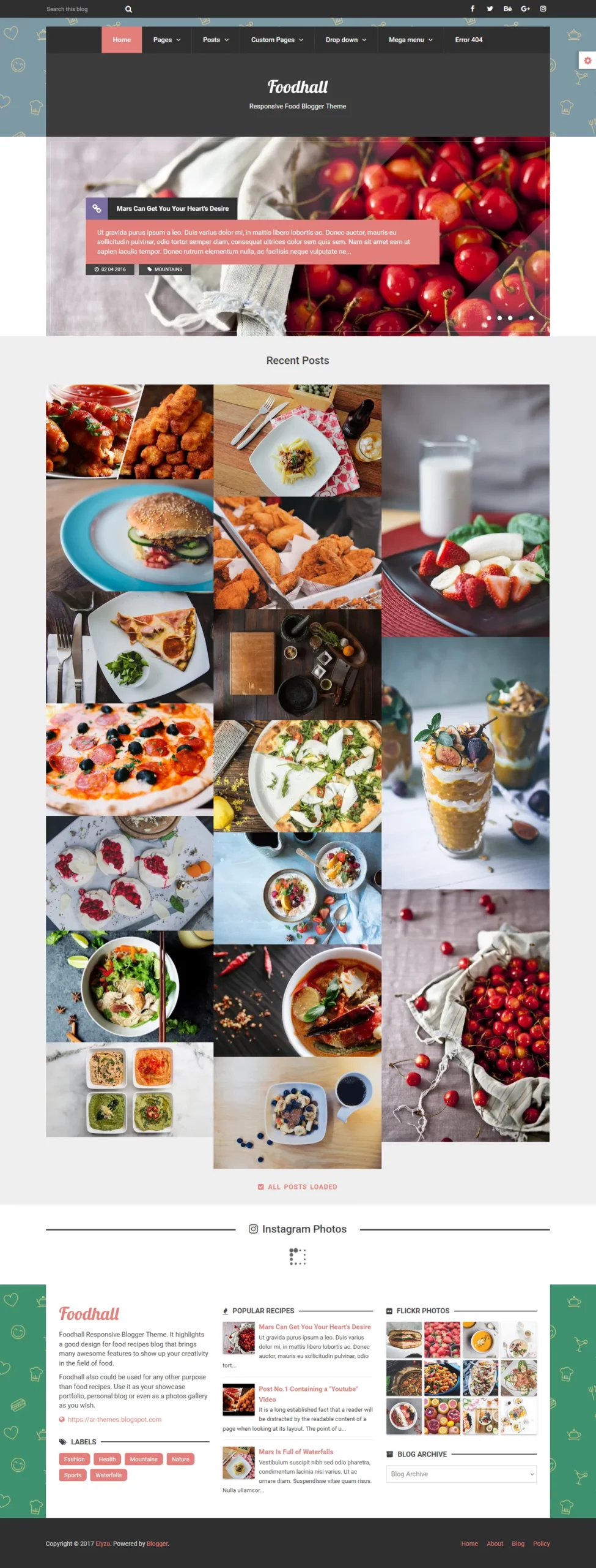 Foodhall Blogger template for Food blogs and Photography blogs