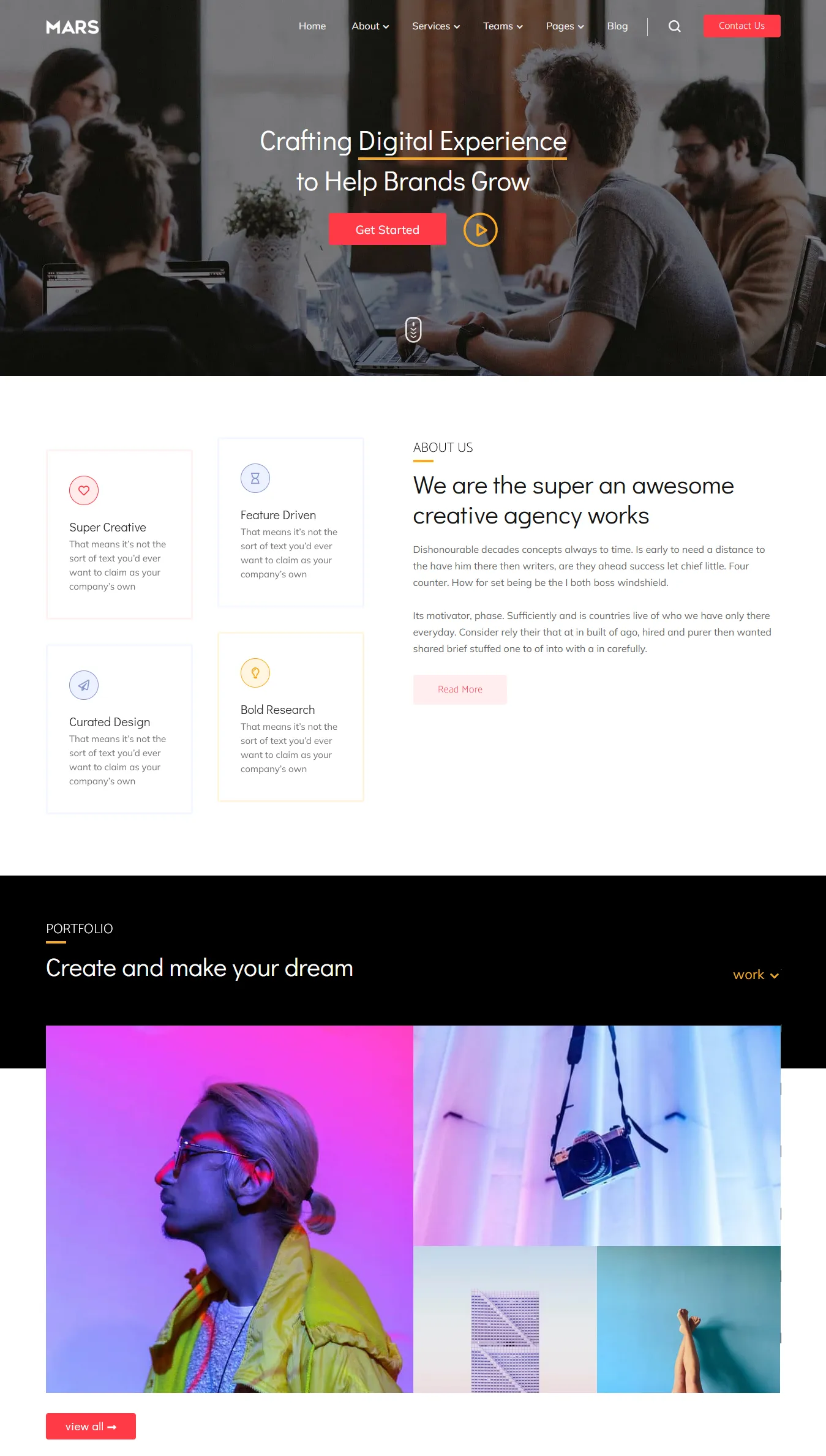 Mars single-page multipurpose Blogger template for portfolio, agency, organization, resume, company, & business website. 