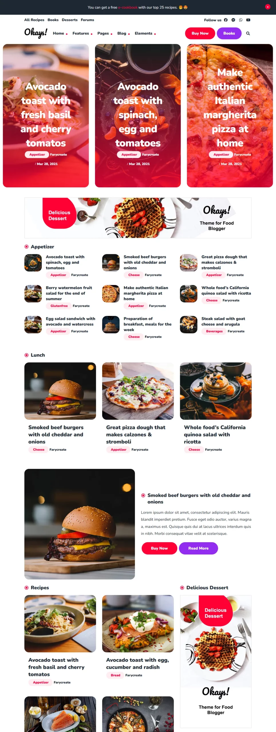 Okays Blogger template for food and personal gastronomic recipe blogs.