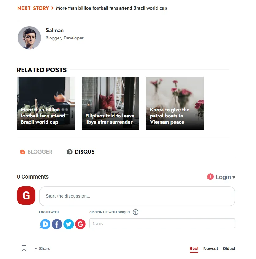Story Mag Related Posts widget and Comments System