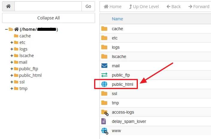 Click on the public_html directory. 