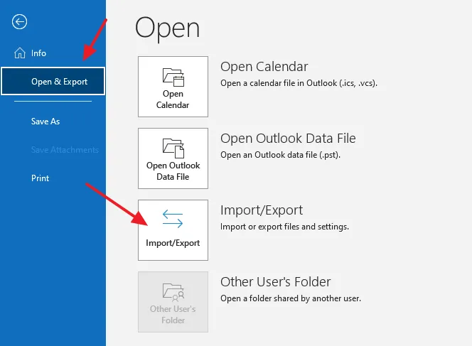Go to Open & Export section from the sidebar. Click the Import/Export.