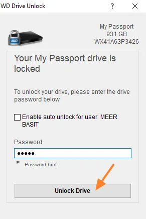 Open your WD My Passport drive. Enter the Password 5 times in a row.