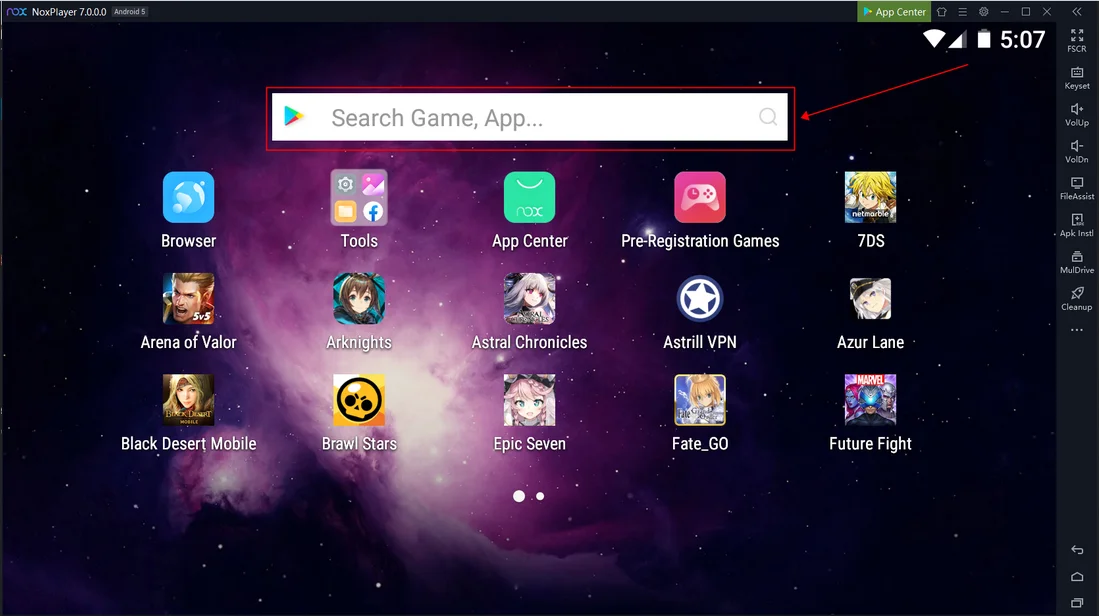 Click on the Search Game, App.. to search android apps and games.