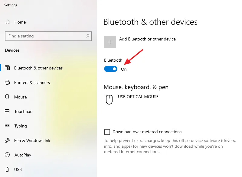 Turn on the Bluetooth by dragging the slider towards right.