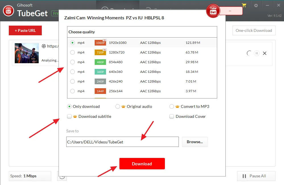 Choose your desired Video Quality. Click on the Download button to save the computer to your computer.