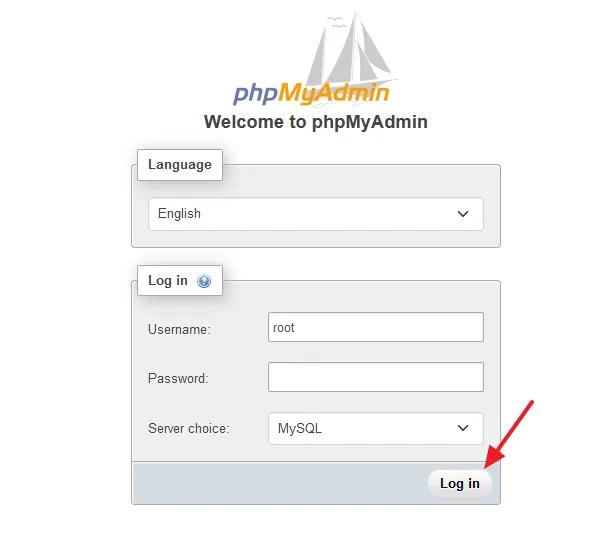 Enter the Username and Password. The default Username is root and Password is also root. You can change from phpMyAdmin settings. Click on the Login button.