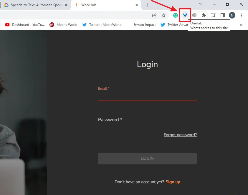 The OneTab icon will appear on top right of your browser. The OneTab icon will appear on top right of your browser.