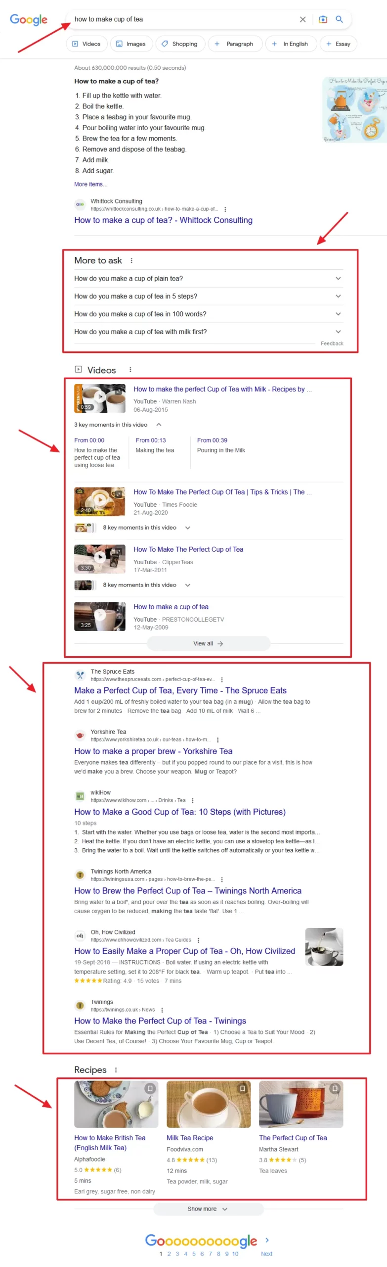 Finding the right keywords for YouTube video titles The Google search results for the query, "how to make cup of tea".