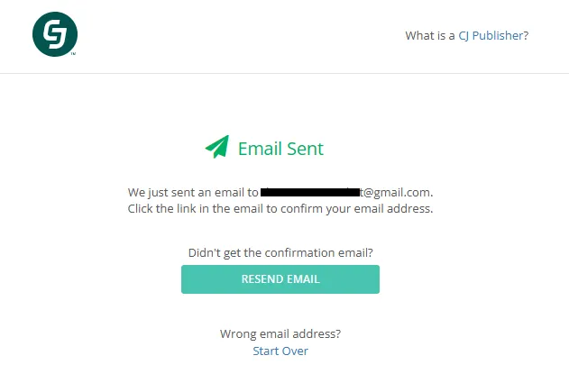 CJ Affiliate will send you a verification email to confirm your email address.