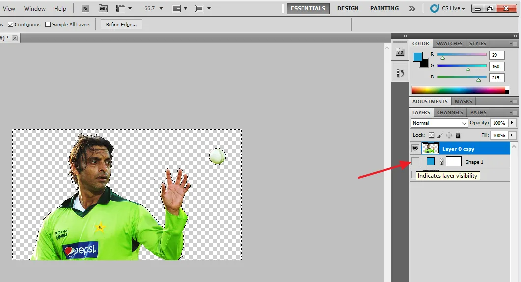 After deleting all the background spots uncheck the Rectangle Layer. After deleting all the background spots uncheck the Rectangle Layer.
