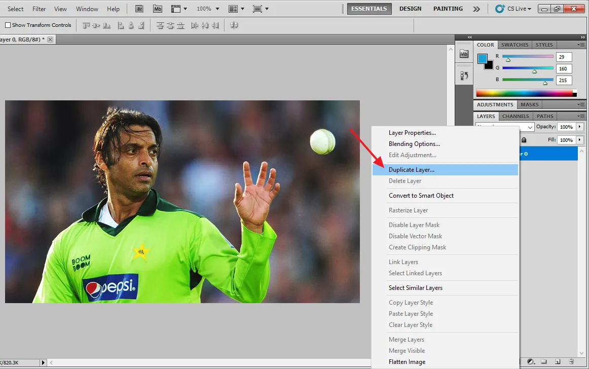 Right Click on the Layer. Click on the Duplicate Layer... Right Click on the Layer. Click on the Duplicate Layer...