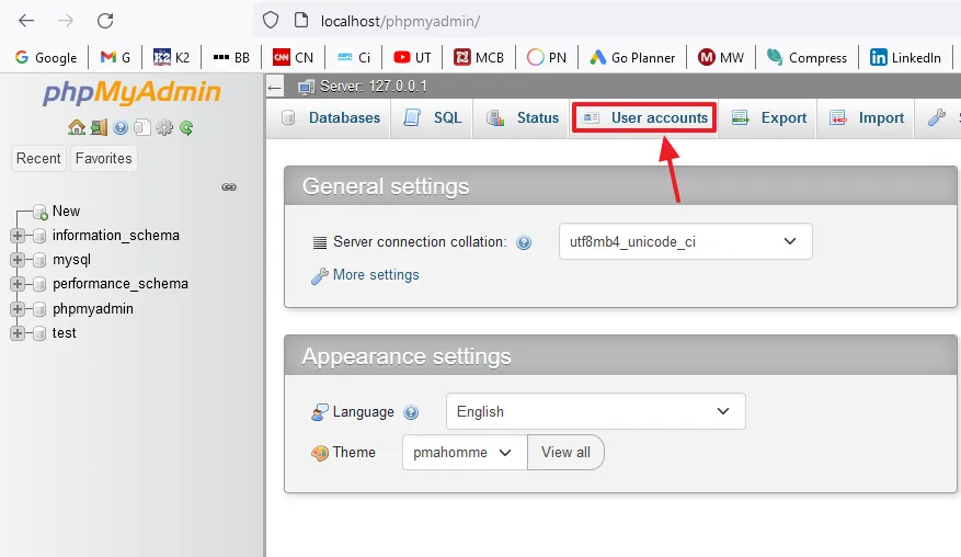 Open phpMyAdmin on your localhost. 