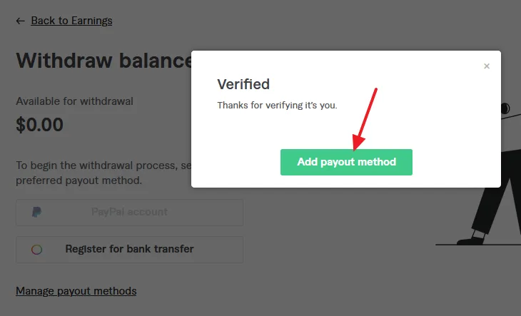 Click on the Add payout method button.