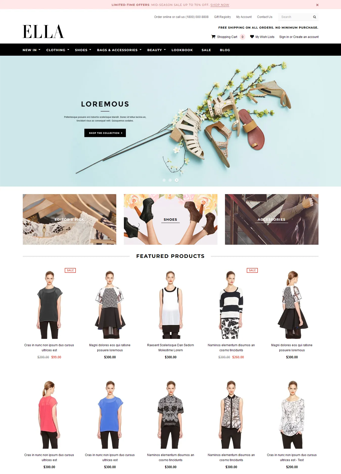 ELLA is one of the most popular & beautifully designed multipurpose responsive 3dcart templates. It can be used for any type of store, but ideal for clothing & fashion stores.