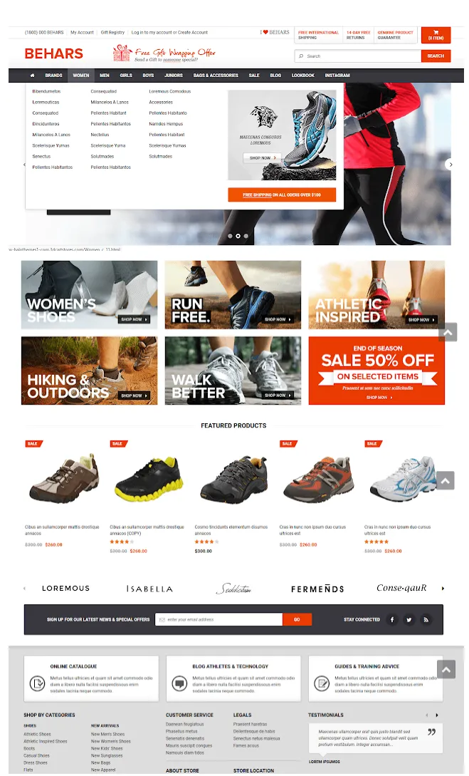 Behars is a beautifully designed responsive 3dcart template for your shoes online store.