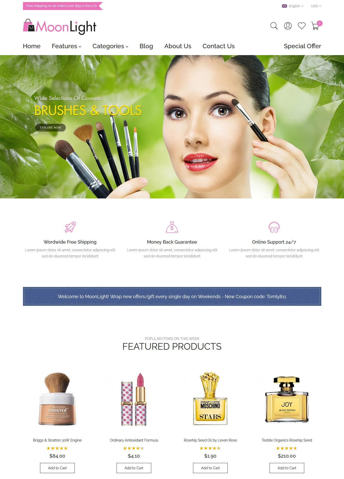 MoonLight is a fast-performance, beautiful, elegant, & impressive Magento theme, ideal for cosmetics, spa, and beauty stores.