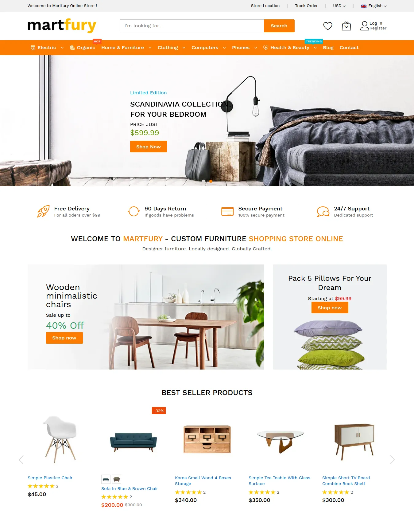 Martfury is a multipurpose, high-speed, and elegant Magento theme designed for electronic store, kids store, market store, organic store, etc