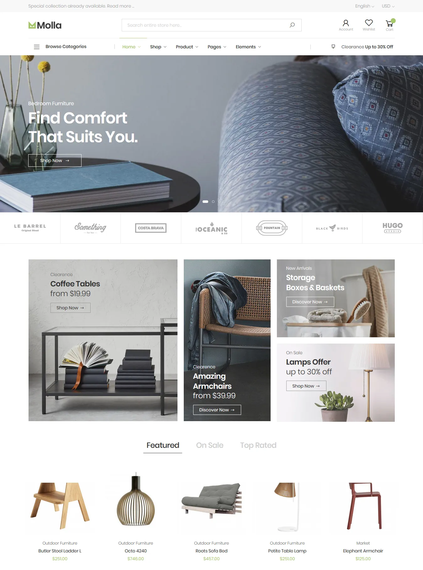 Molla is a multipurpose, elegant, and an advanced theme with more than 24 homepage layouts. It is also used for fashion store, electronic store, home tools store, game store, and shoe stores. 