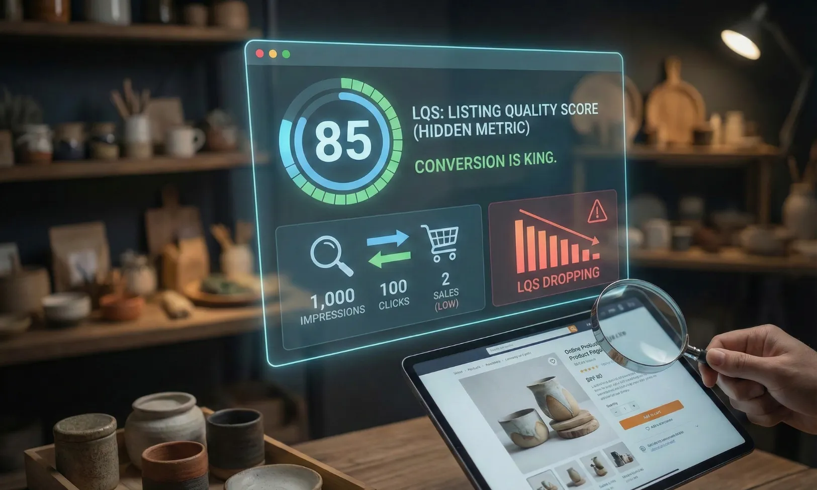 Every listing has a Listing Quality Score (LQS), which essentially measures how well your item converts.