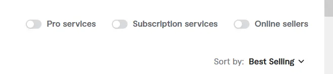 Additional Filters like Pro Services, Local Sellers, and Online Sellers.