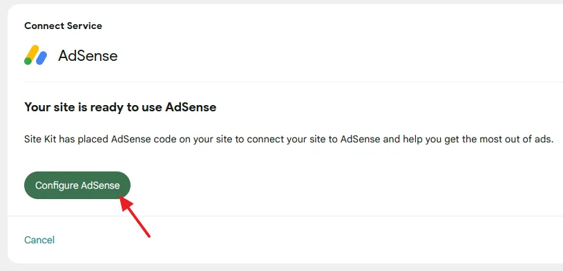Click on the Configure AdSense button.