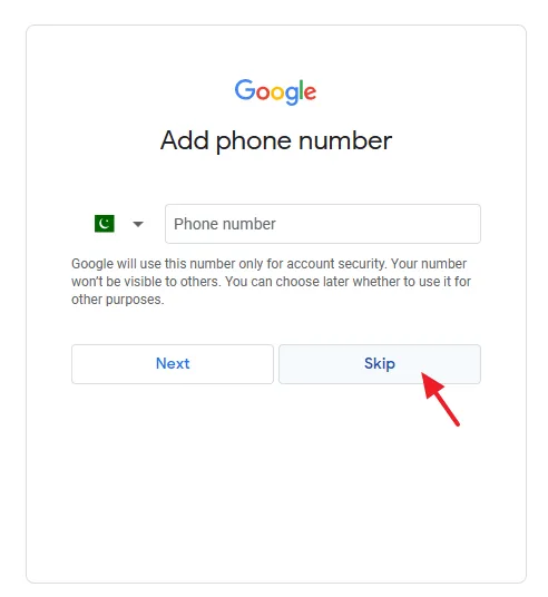 If you don't want to add your phone number click on the Skip button.