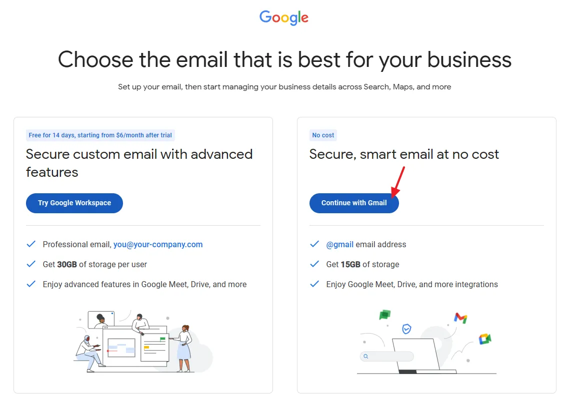 Click on the Continue with Gmail button.