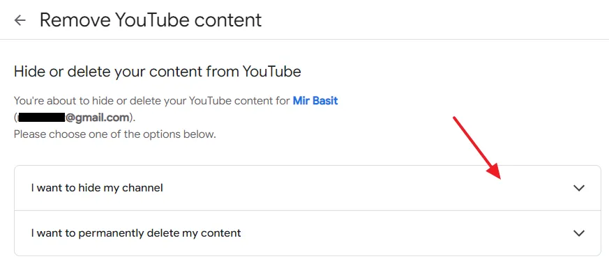 To hide or delete your channel temporarily, expand, "I want to hide my channel".