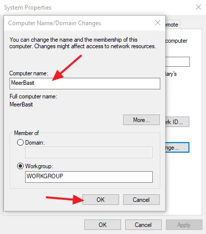 Enter a meaningful name of your computer in the Computer name field. 