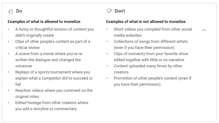 Quick overview of What is allowed to monetize and What is not allowed to monetize on YouTube