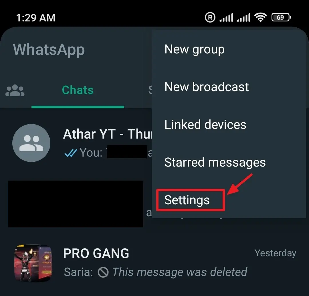 Click on the Settings.