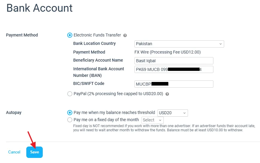 Impact Radius offers two payment methods i.e. PayPal and Electronic Funds Transfer.