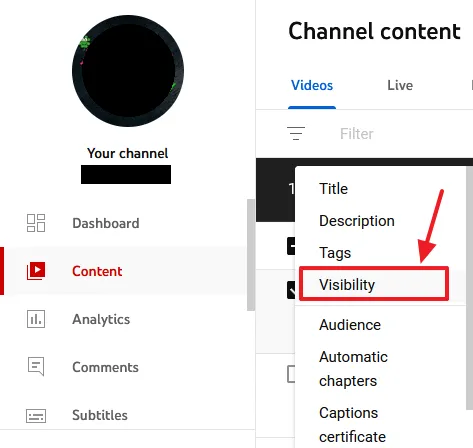Select the video detail that you want to edit or change like Title, Description, Thumbnail, Playlist, etc.