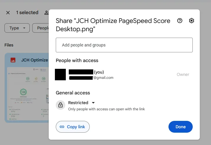 The Restricted option allows only People with access to open/download the file. You can add people and groups to People with access.  