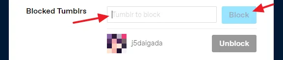 Blocked Tumblrs option allows you to block and unblock people on Tumblr.