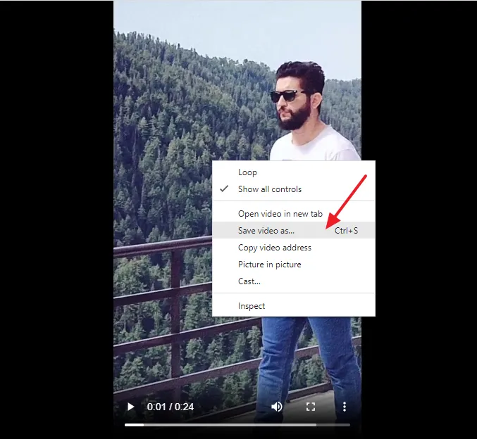 The TikTok video will be opened on a media player and will be automatically played. Right-click on the video and click on the Save video as...