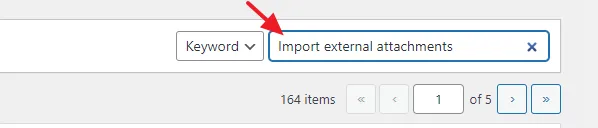 Enter the Import external attachments in the plugin Search Bar. 