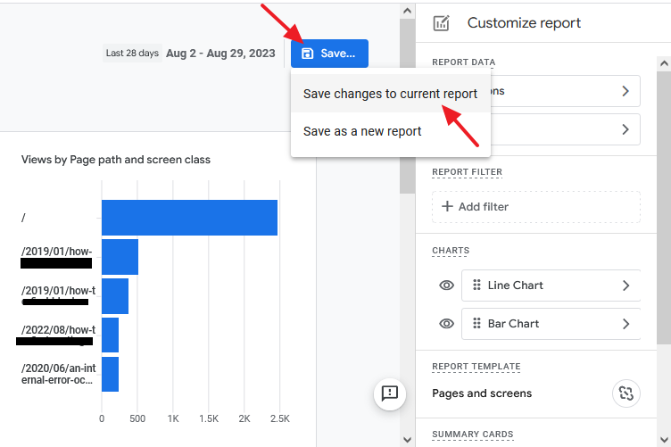 Click on the Save... button. You have two options (1) Save changes to current report (2) Save as a new report