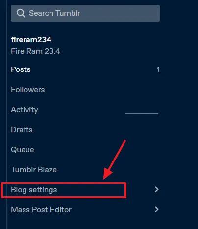 Go to Right Side of your Tumblr Dashboard and click on the Blog settings.
