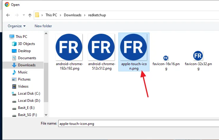 Select your favicon image.
