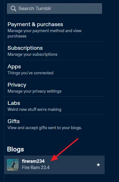 Now go to Right Sidebar on your dashboard and scroll-down to Blogs section and click on your blog.