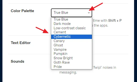 I have changed the color palette to Cybernetic The Color Palette option allows you to change the color scheme of your Tumblr dashboard. I have changed the color palette to Cybernetic