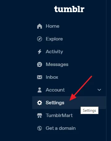 Go to Settings from the sidebar. 