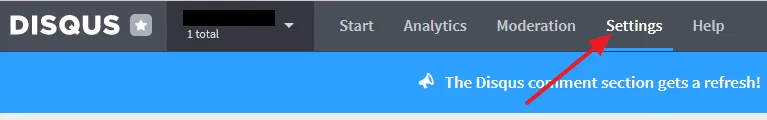 Click on the Settings tab. Login to your Disqus Dashboard. Click on the Settings tab.