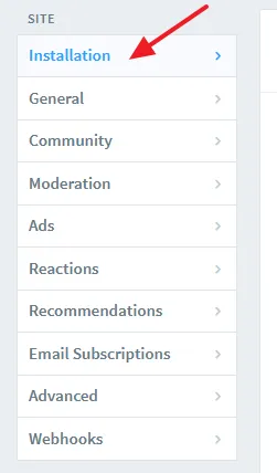 Click on the Installation tab from the sidebar. Click on the Installation tab from the sidebar.