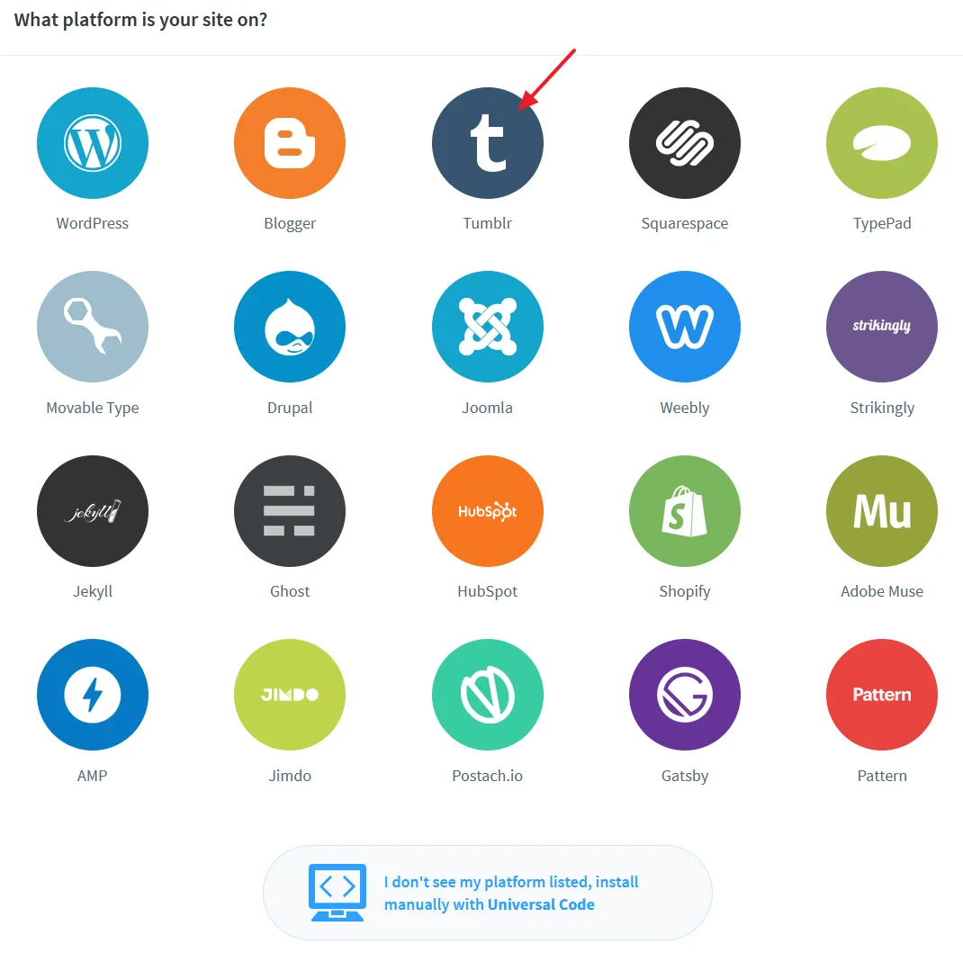You can see the different platforms for which installation instructions are available. Click on the Tumblr icon.