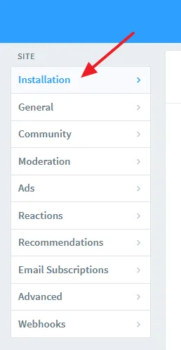 Click on the Installation tab from the sidebar.