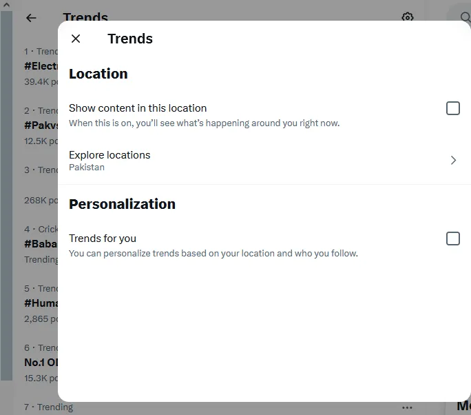 You can change the Location and Personalization settings here.