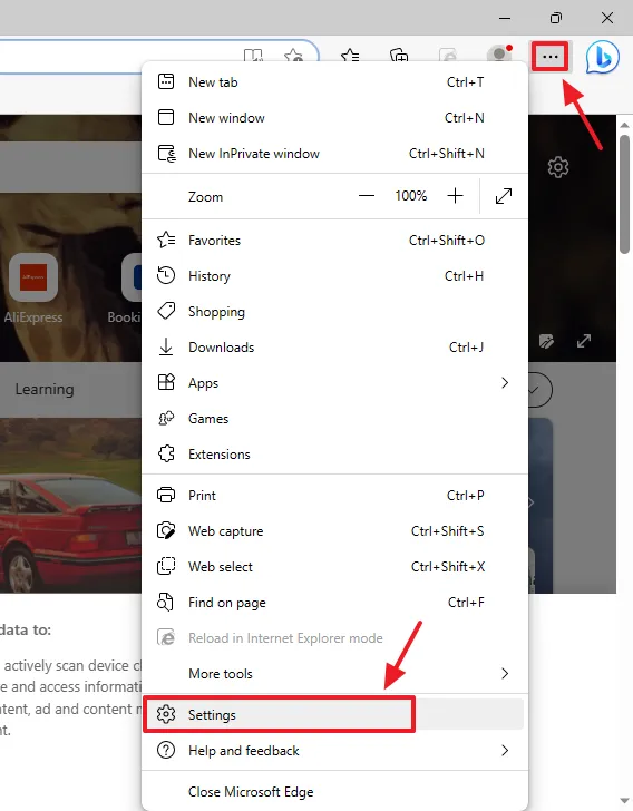 Click on the Settings and more icon, located at top-right corner. Scroll-down and click on the Settings.